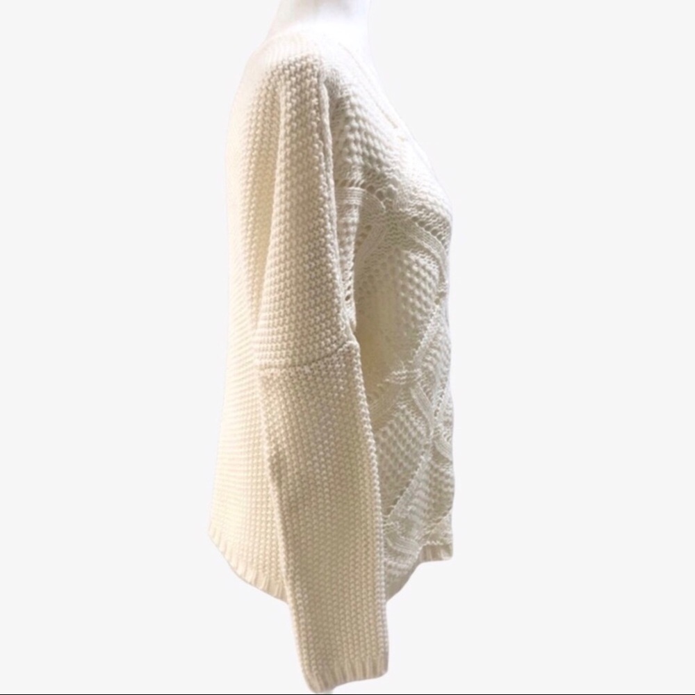 Jack by BB Dakota Open Knit V Neck Sweater Cream Size Medium - Picture 3 of 8
